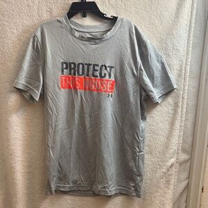 Under Armour Gray and Red Short Sleeve Tee